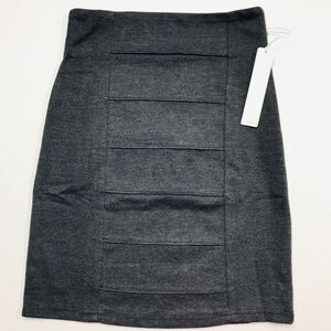 Line & Dot Charcoal Gray Stretch Pencil Mini Skirt Small